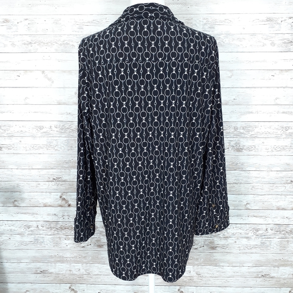 Ralph Lauren Blouse 1X Button Down Top Chainlink 788 - Picture 3 of 6